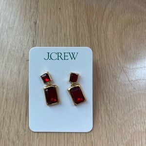 J. Crew Ruby Red and Gold Drop Earrings